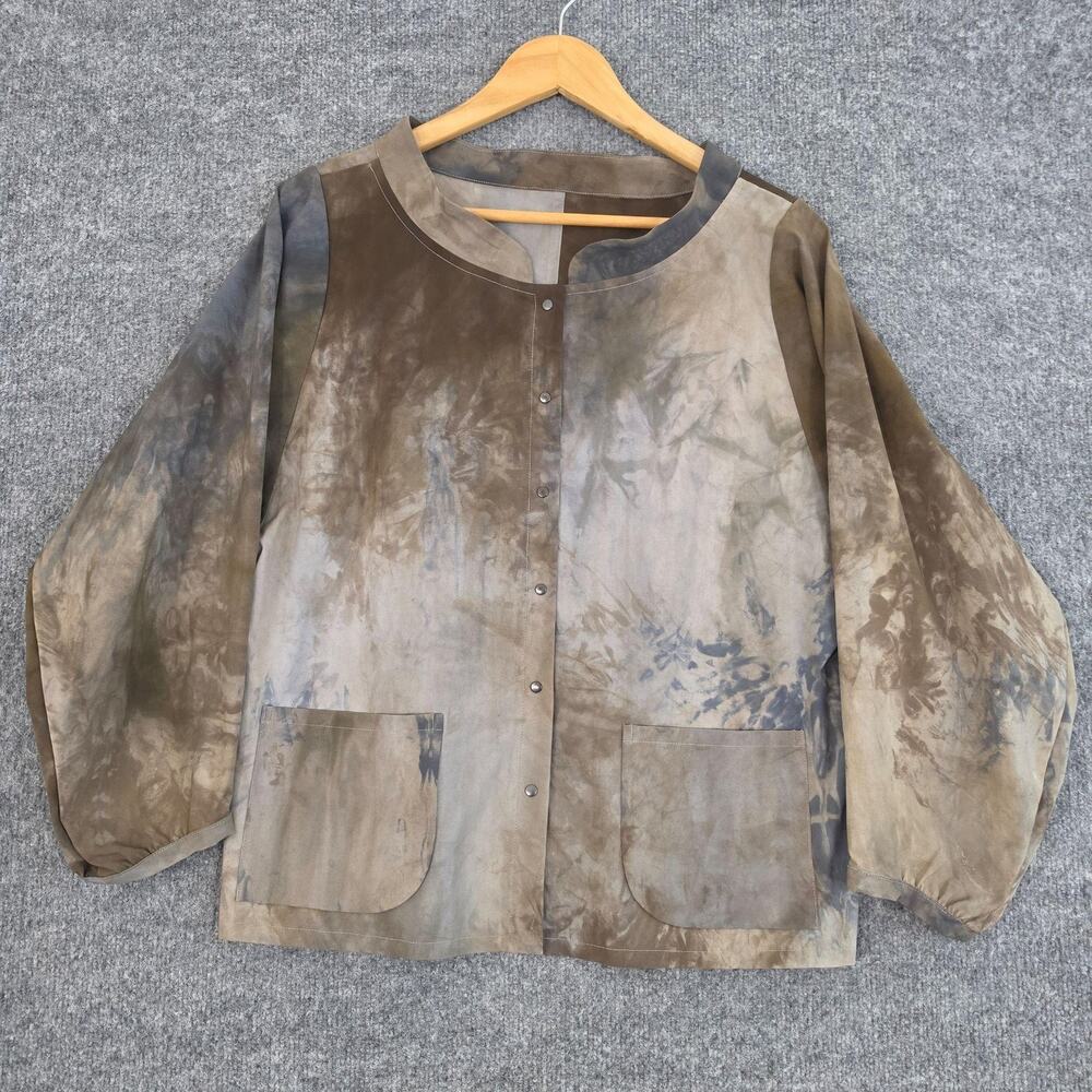 Babette Jacket Medium Blouse Tie Dye Brown Art To Wear Lagenlook Art Hippie Boho